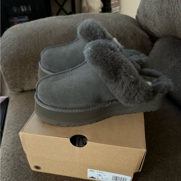 UGG Charcoal Shearling Slippers - Picture 1 of 7